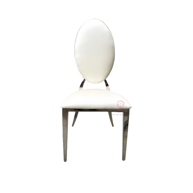 Metal high oval PU back Hotel Restaurant banquet party stainless steel chairs