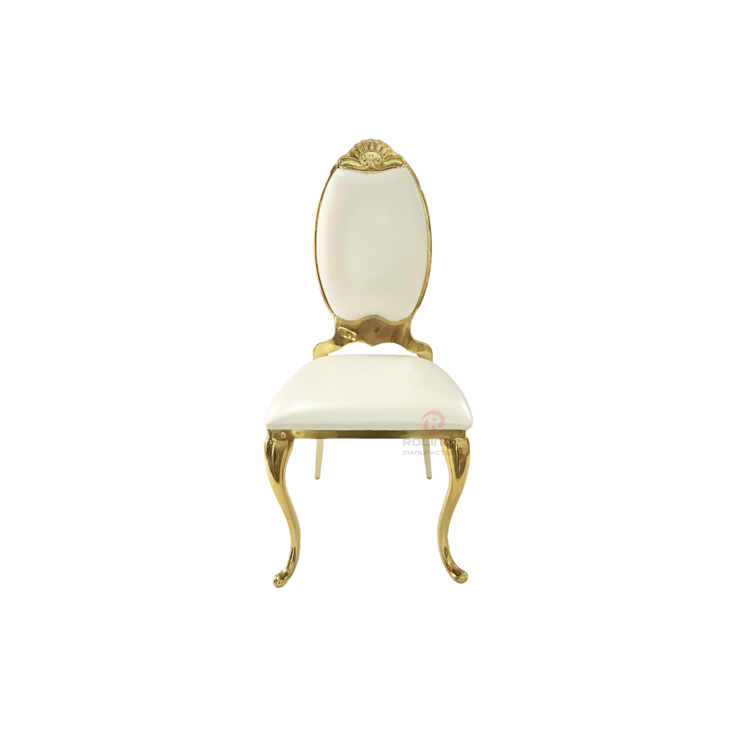 Gold flower high PU backrest furniture can be stacked stainless steel chairs