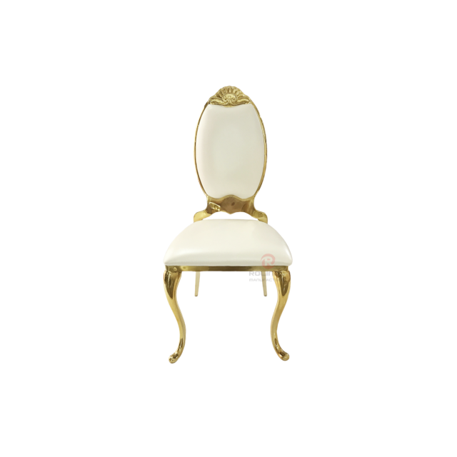 Gold flower high PU backrest furniture can be stacked stainless steel chairs