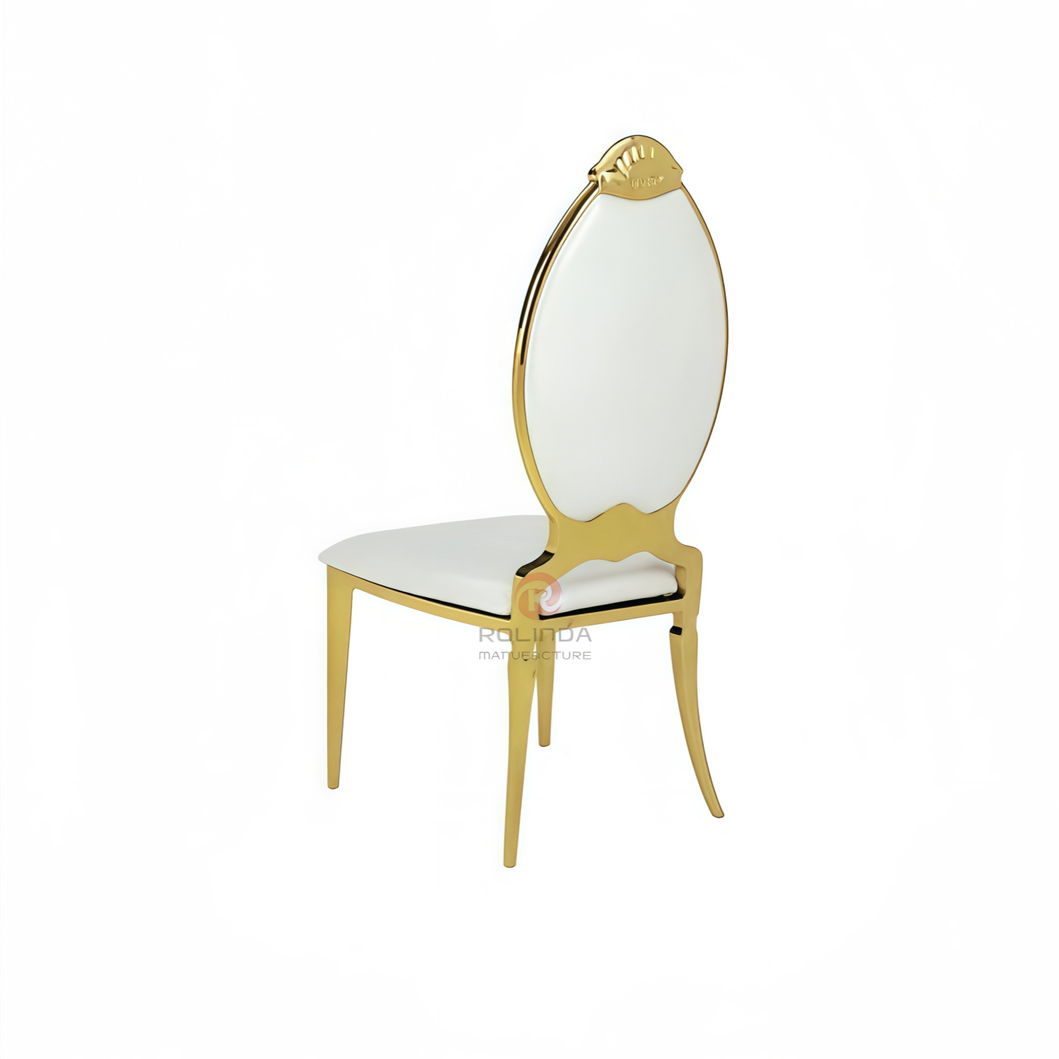 Gold flower high PU backrest furniture can be stacked stainless steel chairs