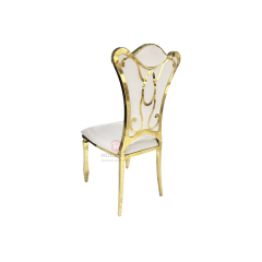 Gold Royal PU High back wedding hall decoration party stainless steel chairs