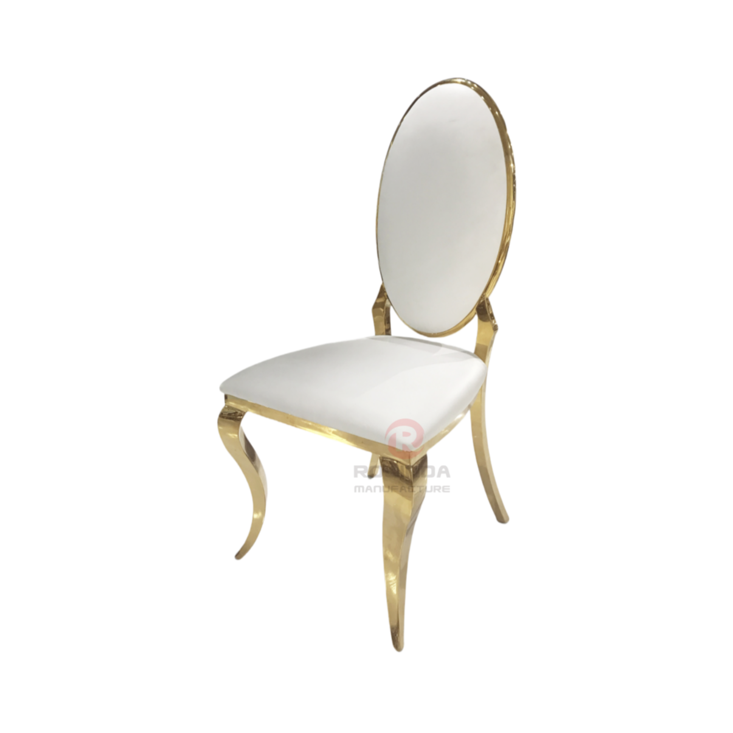 Royal high oval white PU back Hotel Restaurant Banquet stainless steel chairs