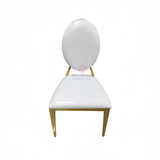 Metal high oval PU back Hotel Restaurant banquet party stainless steel chairs