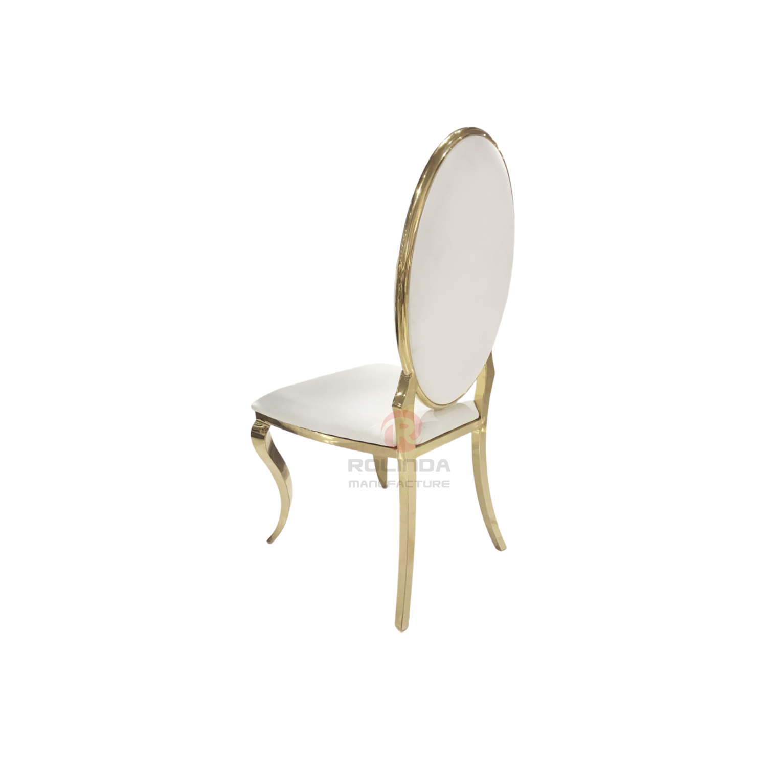 Royal high oval white PU back Hotel Restaurant Banquet stainless steel chairs