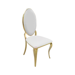 Royal high oval white PU back Hotel Restaurant Banquet stainless steel chairs