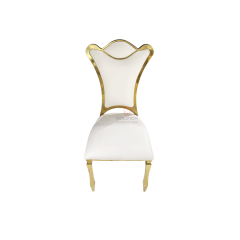 Gold Royal PU High back wedding hall decoration party stainless steel chairs