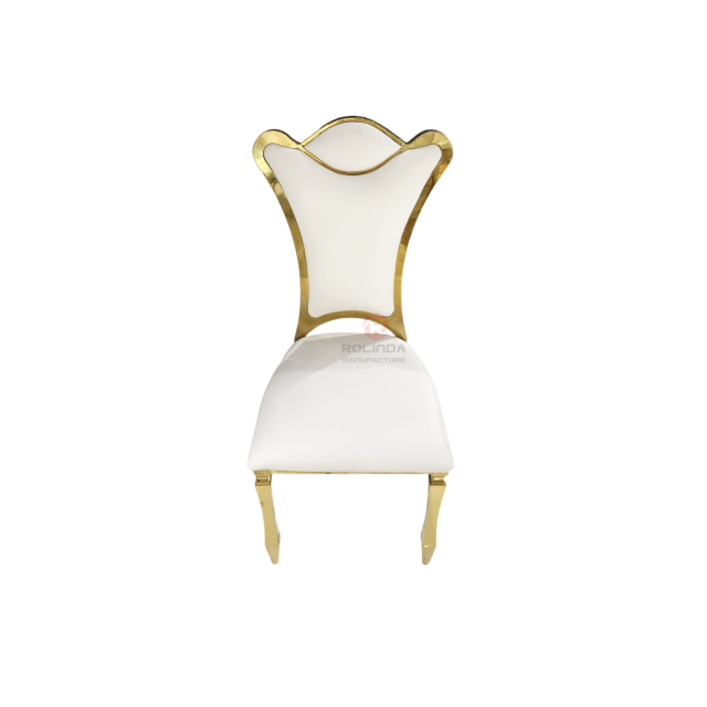 Gold Royal PU High back wedding hall decoration party stainless steel chairs