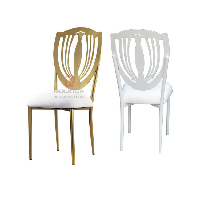 Modern metal cutout back party wedding furniture stainless steel chairs