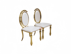 C-type oval moon Party Bar Cafe PU backrest stainless steel chair