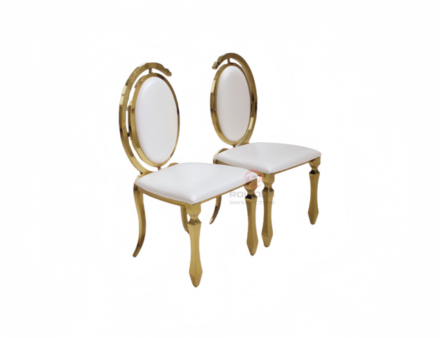 C-type oval moon Party Bar Cafe PU backrest stainless steel chair