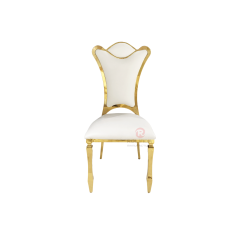 Gold Royal PU High back wedding hall decoration party stainless steel chairs
