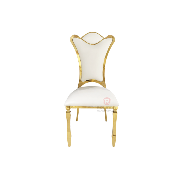 Gold Royal PU High back wedding hall decoration party stainless steel chairs