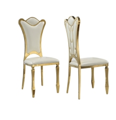Gold Royal PU High back wedding hall decoration party stainless steel chairs