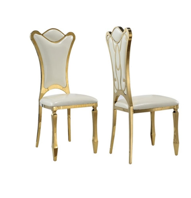 Gold Royal PU High back wedding hall decoration party stainless steel chairs