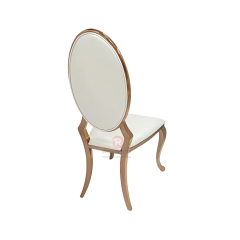 Royal high oval white PU back Hotel Restaurant Banquet stainless steel chairs