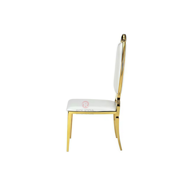 Gold flower high PU backrest furniture can be stacked stainless steel chairs