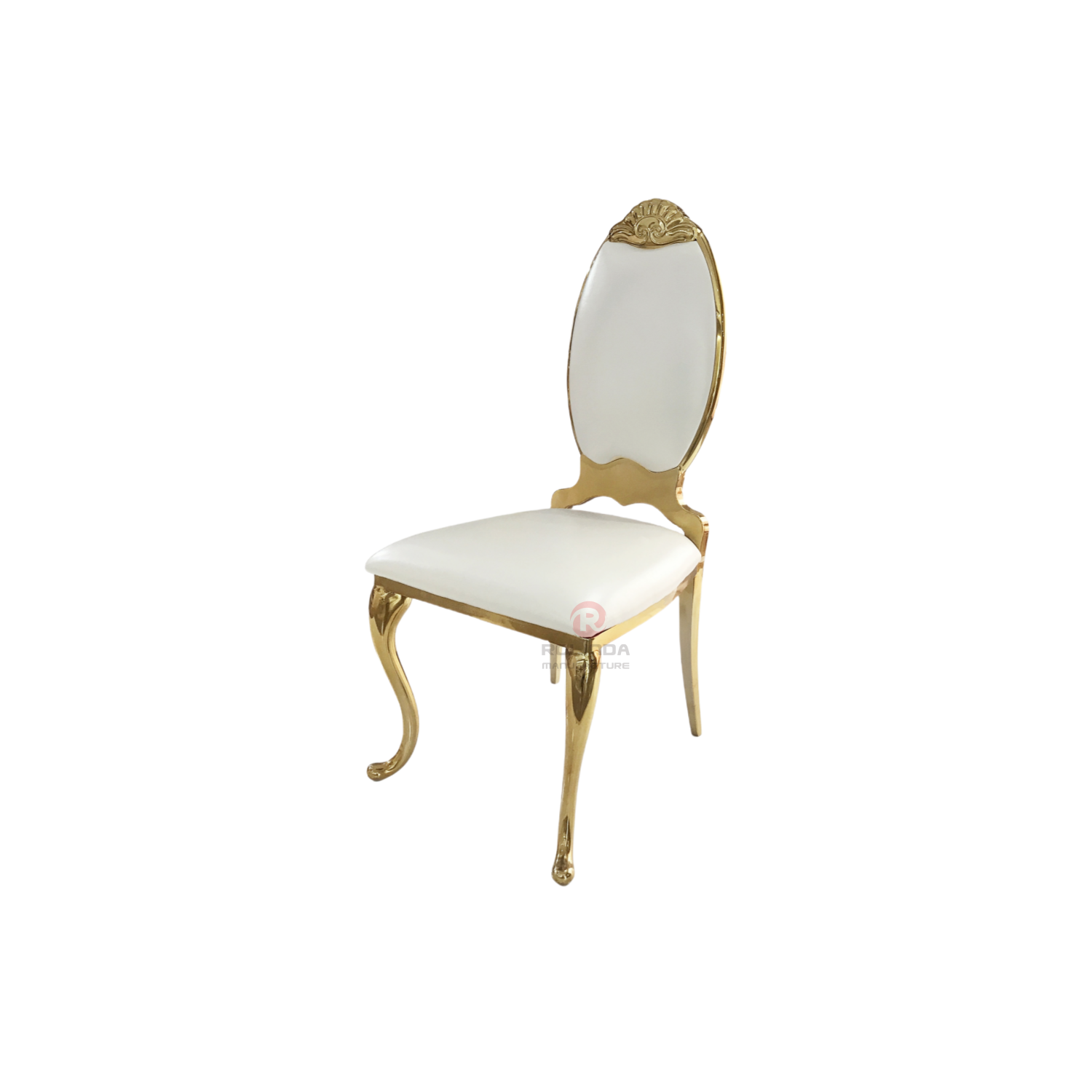 Gold flower high PU backrest furniture can be stacked stainless steel chairs