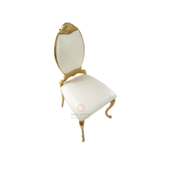 Gold flower high PU backrest furniture can be stacked stainless steel chairs