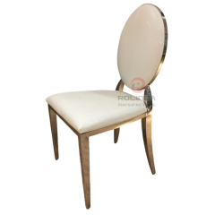 Metal high oval PU back Hotel Restaurant banquet party stainless steel chairs