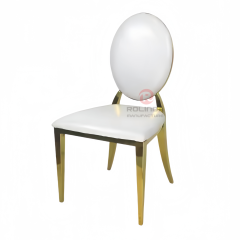 Metal high oval PU back Hotel Restaurant banquet party stainless steel chairs