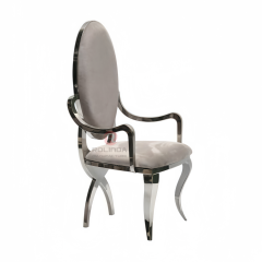 Silver Bar Throne Royal Restaurant Wedding Banquet Velvet backed stainless steel armchairs