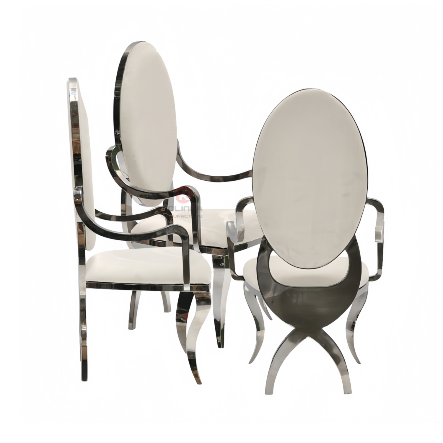 Silver Bar Throne Royal Restaurant Wedding Banquet Velvet backed stainless steel armchairs