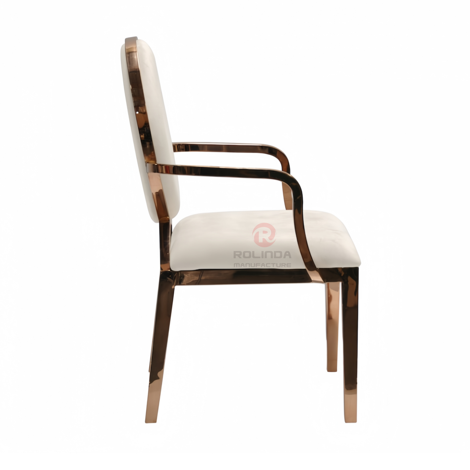 Dining room furniture Antique wedding event PU oval back stainless steel armchairs