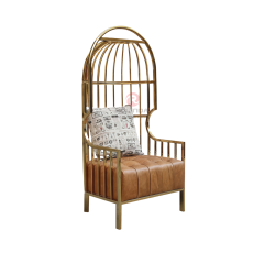 Luxury high-back metal bird cage shape hotel cafe living room stainless steel chairs