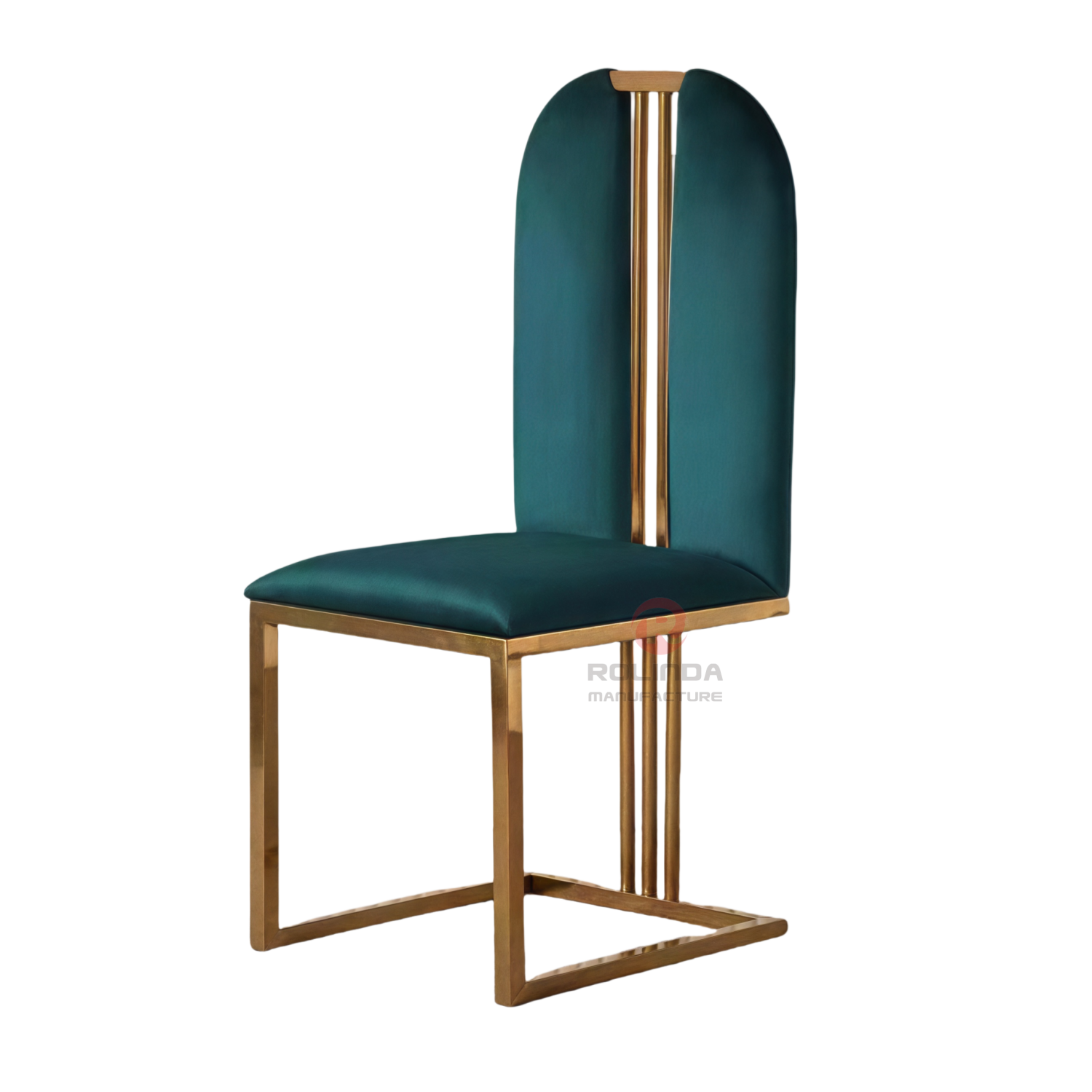 Green velvet L-shaped high back luxury hotel lounge stainless steel chair