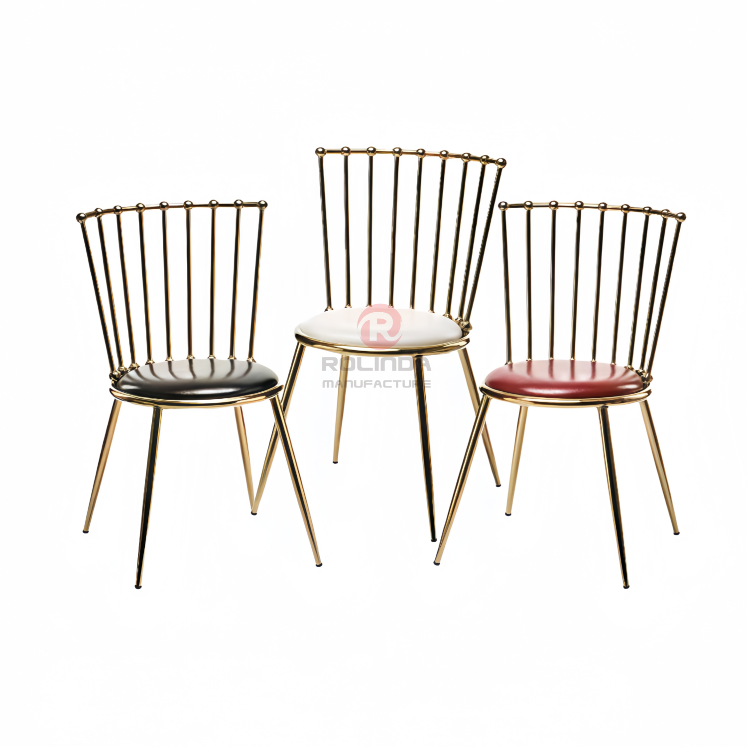Velvet Restaurant Banquet Hotel Living Room Gold frame stainless steel chairs