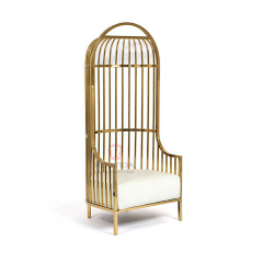 Luxury high-back metal bird cage shape hotel cafe living room stainless steel chairs