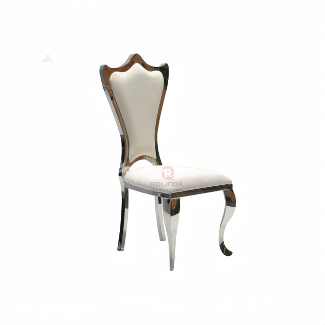 Shield back classical banquet wedding PU backrest cushion stainless steel chair
