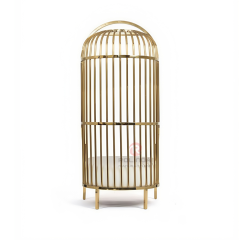 Luxury high-back metal bird cage shape hotel cafe living room stainless steel chairs