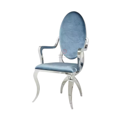 Silver Bar Throne Royal Restaurant Wedding Banquet Velvet backed stainless steel armchairs