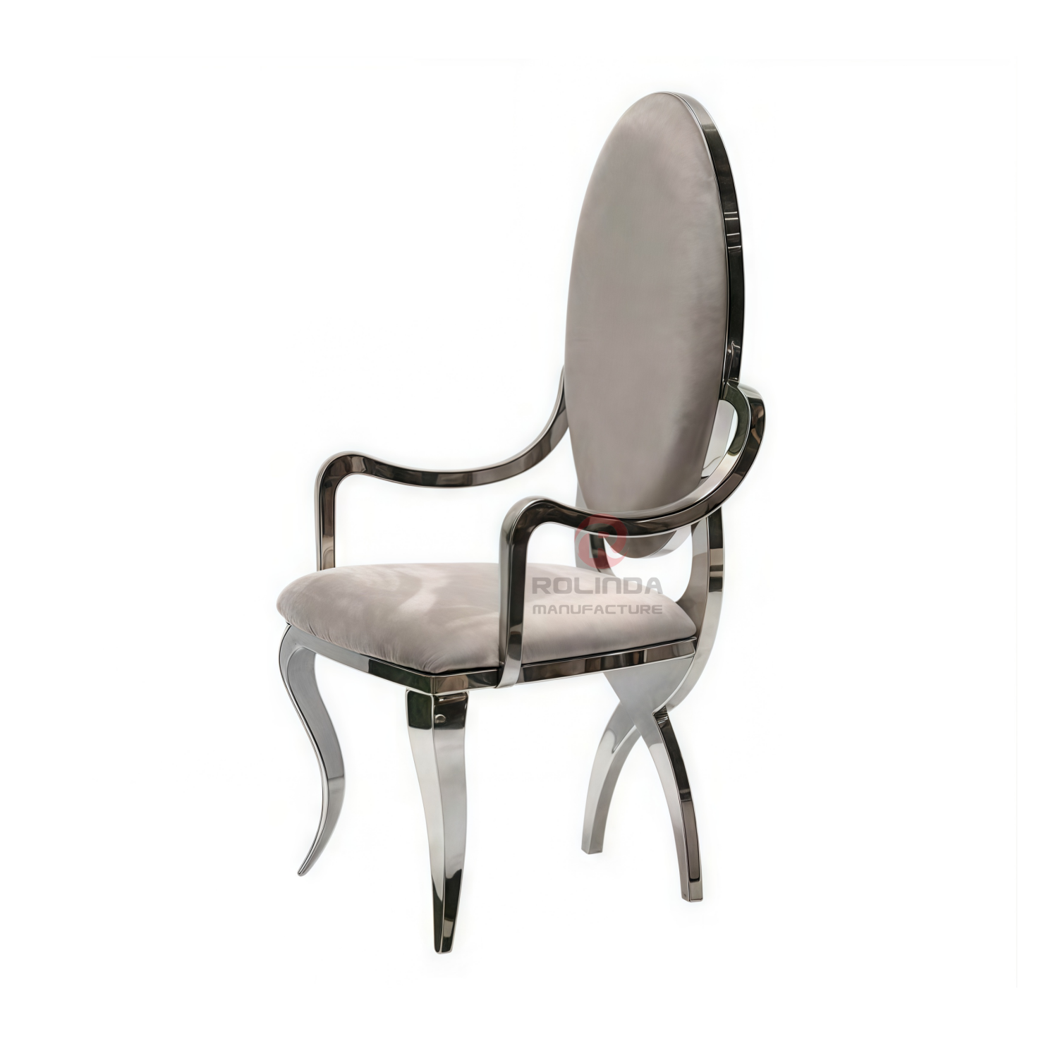 Silver Bar Throne Royal Restaurant Wedding Banquet Velvet backed stainless steel armchairs