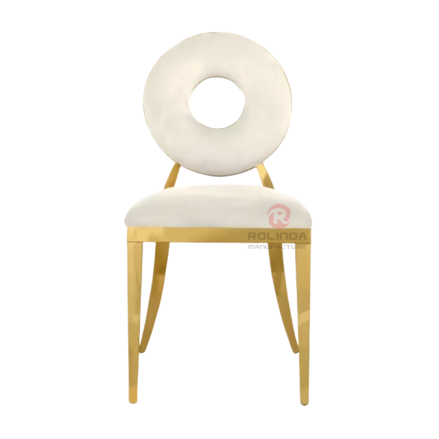 PU cushion ring back Wedding party Hotel Restaurant stainless steel chair