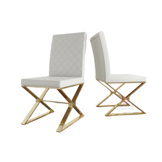 L-shaped PU backrest grid cushion Party Living Room Restaurant Hotel Stainless steel chairs