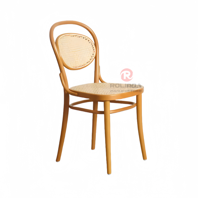 Natural light color living room dining room study solid wood frame rattan chair
