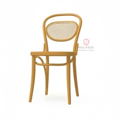Natural light color living room dining room study solid wood frame rattan chair