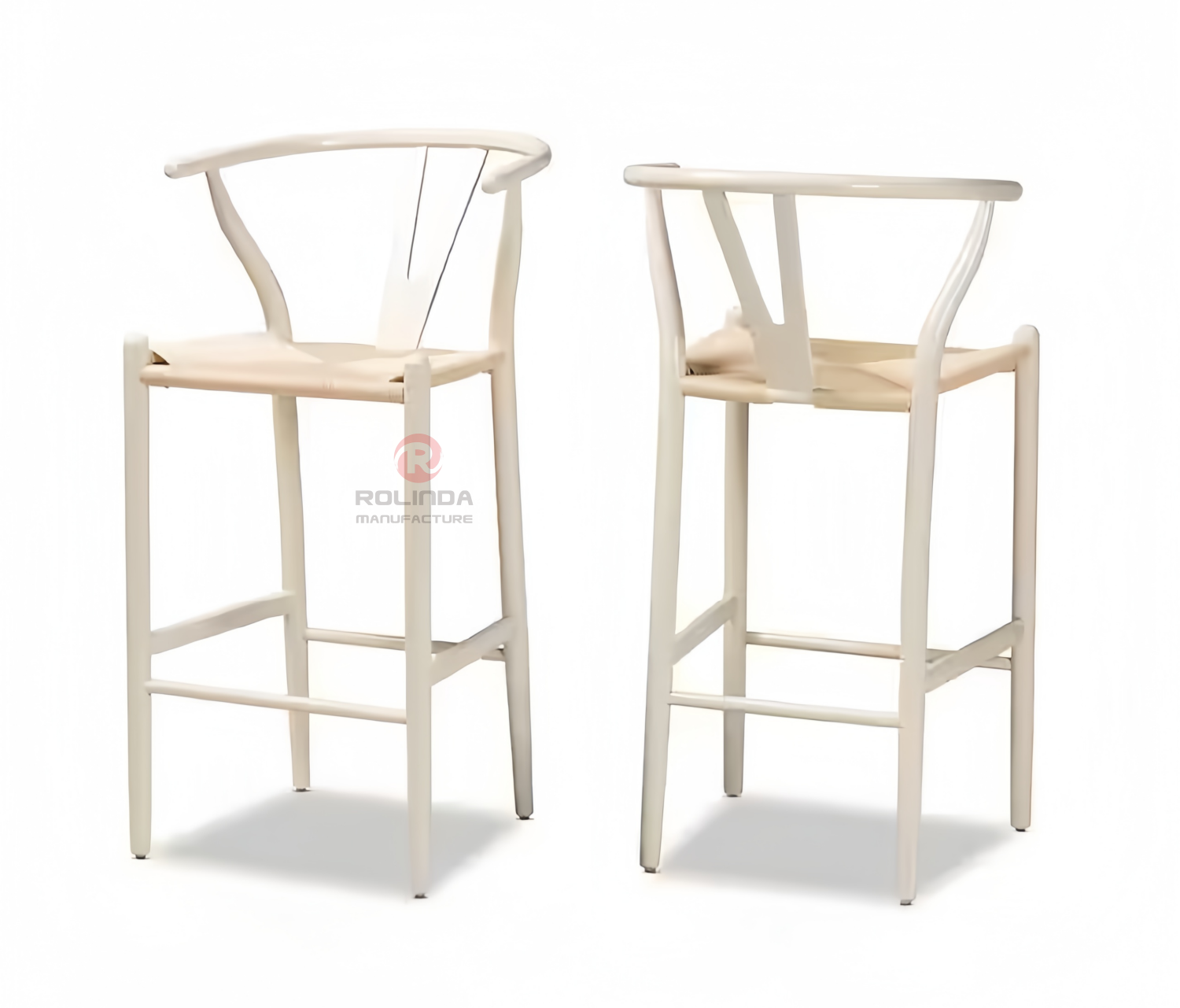 White rope braided cushion bar Chair Hotel Restaurant Y solid wood chair with back