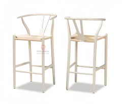 White rope braided cushion bar Chair Hotel Restaurant Y solid wood chair with back