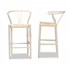 White rope braided cushion bar Chair Hotel Restaurant Y solid wood chair with back