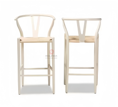 White rope braided cushion bar Chair Hotel Restaurant Y solid wood chair with back