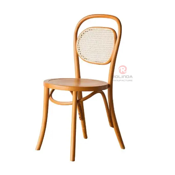 Natural light color living room dining room study solid wood frame rattan chair