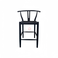 White rope braided cushion bar Chair Hotel Restaurant Y solid wood chair with back