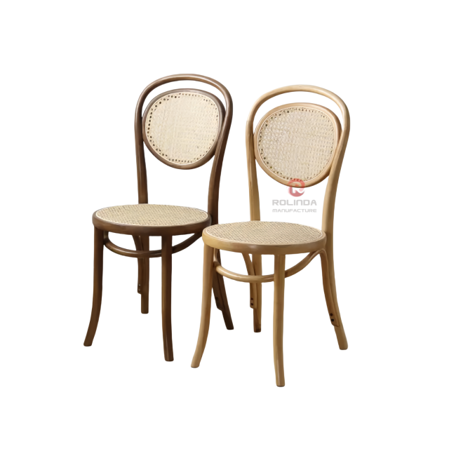 Natural light color living room dining room study solid wood frame rattan chair