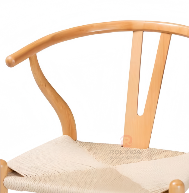 Light colored rope braided cushion bar chair Hotel Restaurant Y solid wood chair