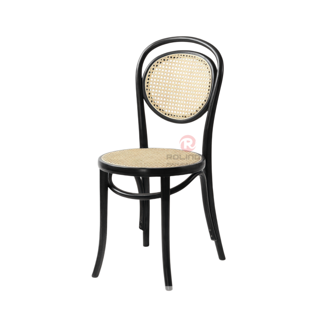 Black Bar Restaurant Hotel Living room Study rattan woven solid wood chair with back