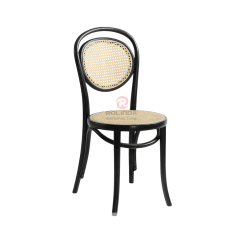 Black Bar Restaurant Hotel Living room Study rattan woven solid wood chair with back