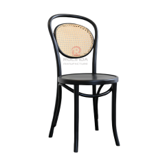 Black Bar Restaurant Hotel Living room Study rattan woven solid wood chair with back